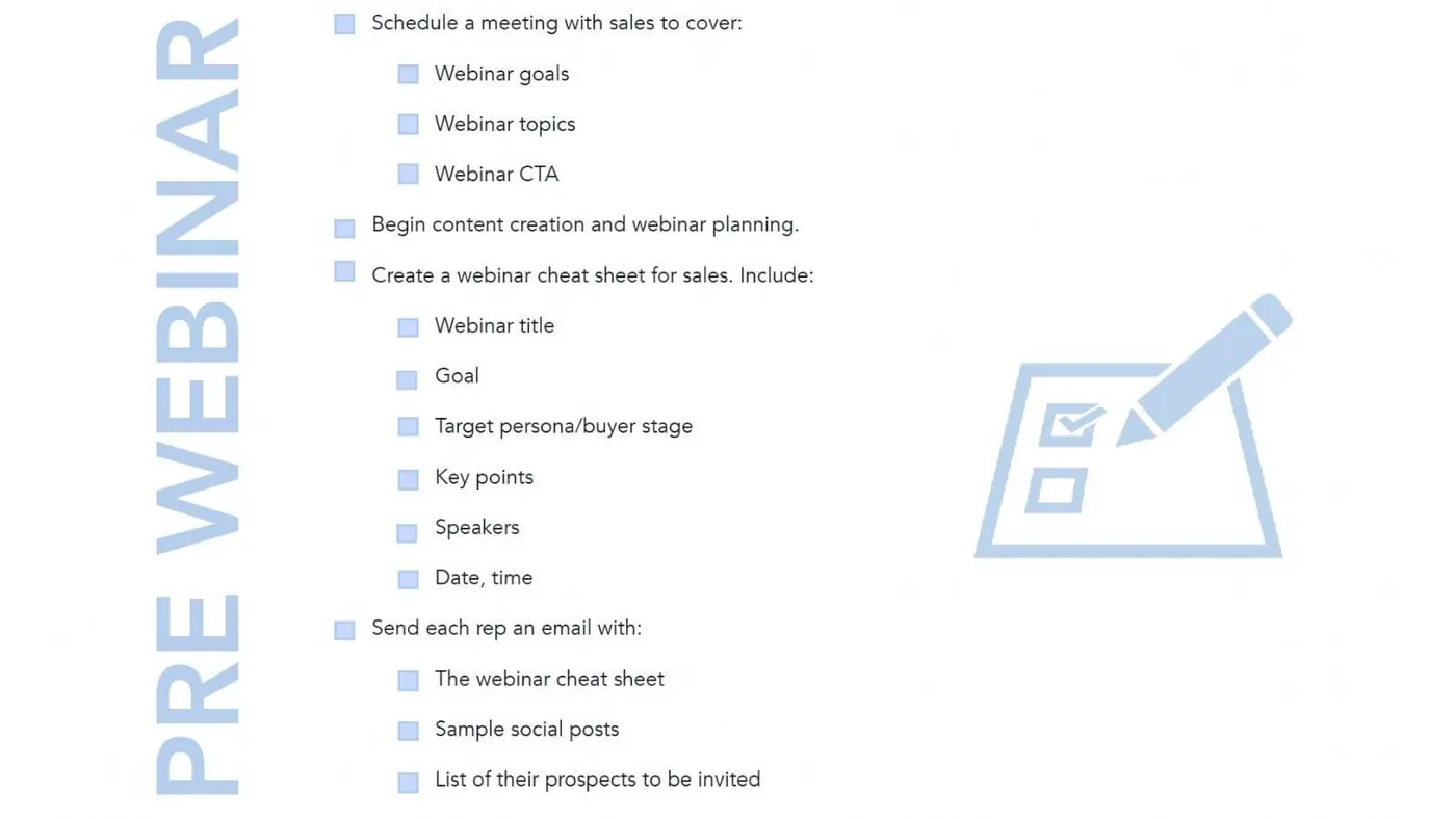 Hubspot's pre webinar template