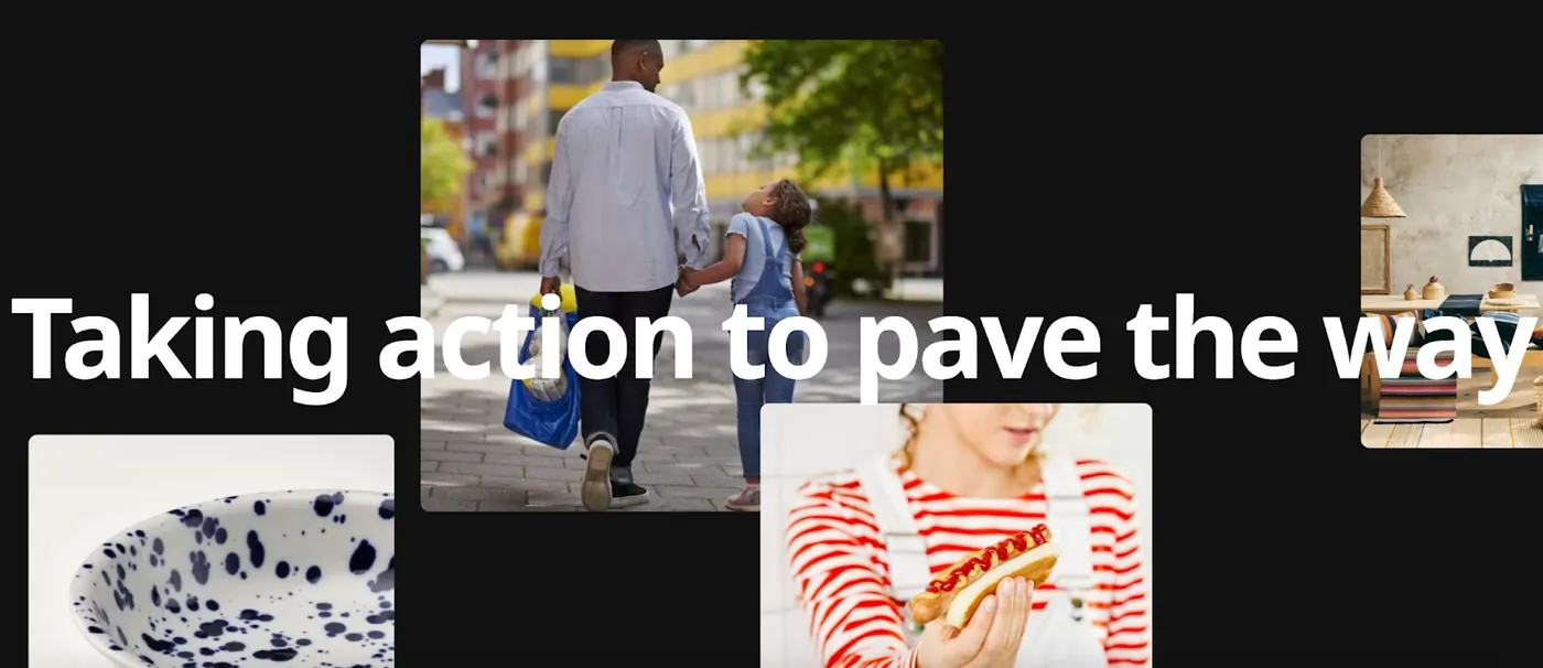 A screenshot from Ikea's website showing how it integrates its sustainable brand narrative into its core messaging.