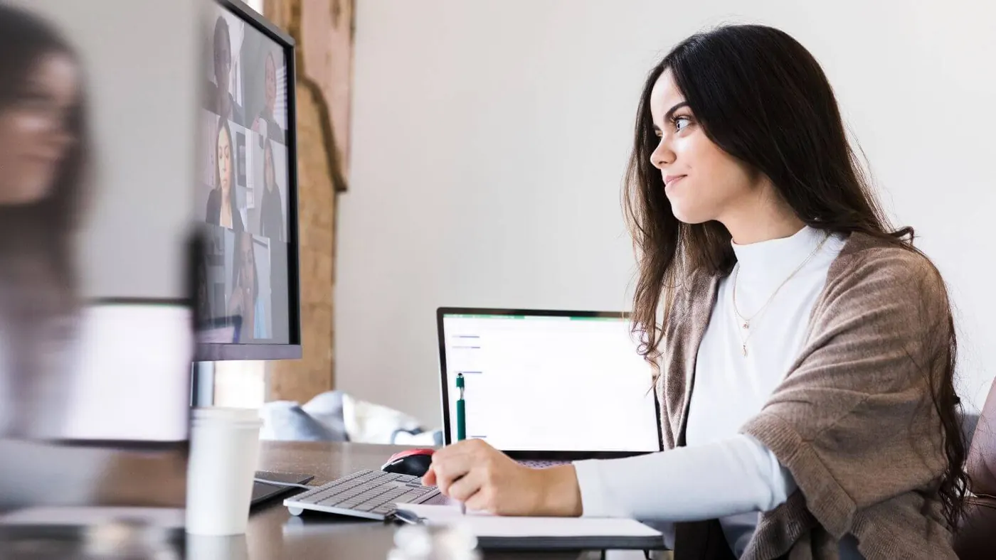 woman attending virtual roadshow