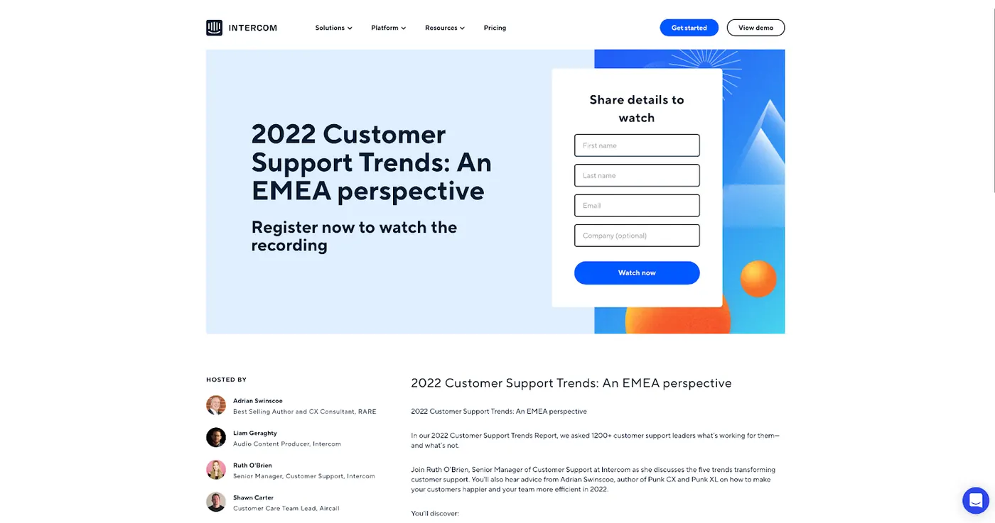 Intercom report summary webinar
